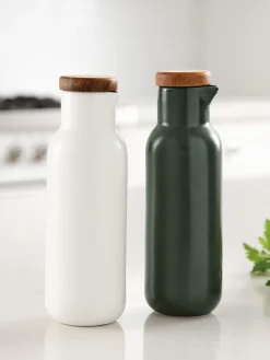 ladelle Aceitera y vinagrera de porcelana y madera Essentials, 2 uds.^ Aceiteras Y Vinagreras|Aceiteras Y Vinagreras