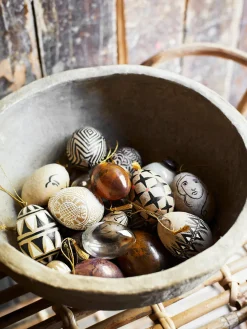 Madam Stoltz Adornos de Pascua para colgar artesanales de papel maché Ostereier, 2 uds.^ Jarrones|Decoración