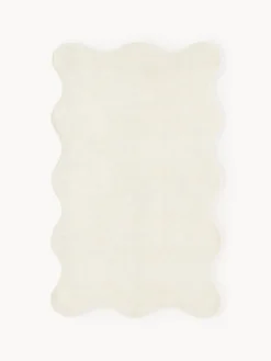 Westwing Collection Alfombra artesanal de viscosa con borde ondulado Wavy