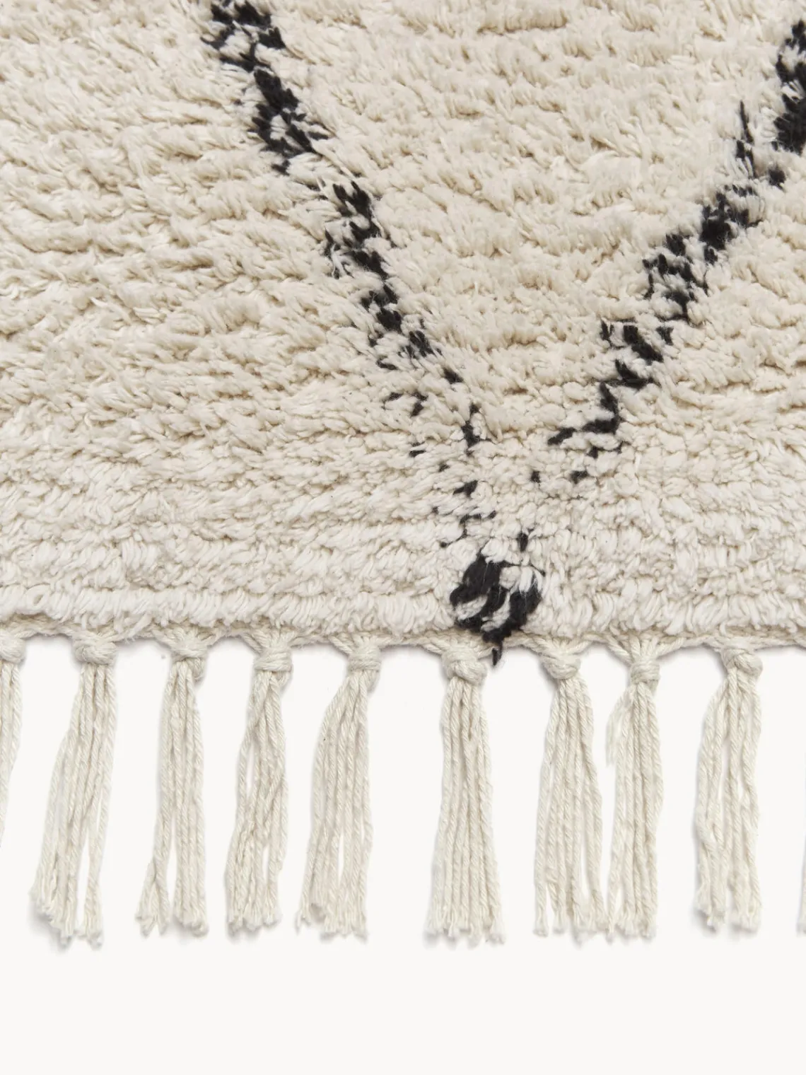 Westwing Collection Alfombra corredor artesanal de algodón con diseño de rombos y flecos Bina