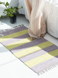 Bongusta Alfombra corredor artesanal de pelo corto con borlas Chindi, tamaños diferentes