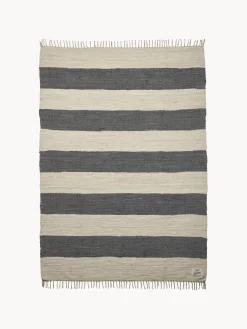 Bongusta Alfombra corredor artesanal de pelo corto con borlas Chindi, tamaños diferentes