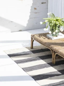 Bongusta Alfombra corredor artesanal de pelo corto con borlas Chindi, tamaños diferentes