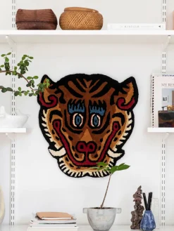 Bongusta Alfombra de lana artesanal Tiger Face