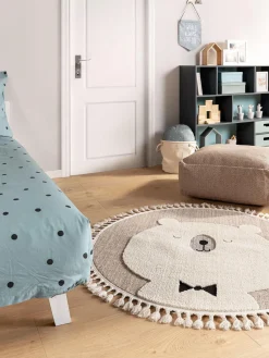 Niños benuta Alfombra infantil redonda texturizada con borlas Momo