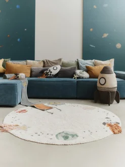 Niños Lorena Canals Alfombra infantil redonda lavable Interstellar Journey