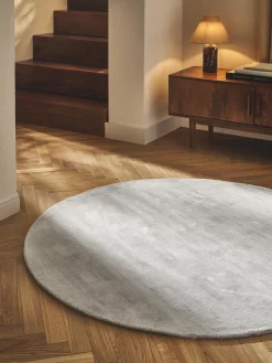 Westwing Collection Alfombra redonda artesanal de viscosa Jane^ Redonda|Alfombras Rectangulares