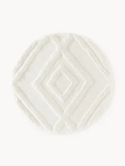 Westwing Collection Alfombra redonda de pelo largo texturizada Magda