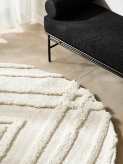 Westwing Collection Alfombra redonda de pelo largo texturizada Magda