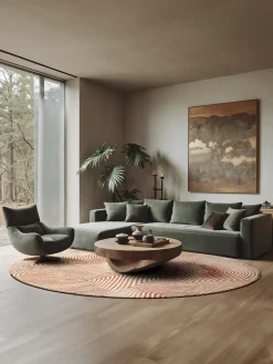 Louis de Poortere Alfombra redonda de tejido plano Coral