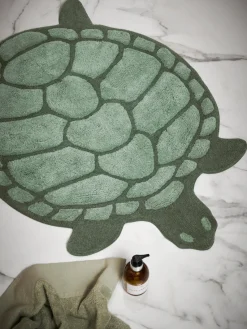 Alfombrilla de baño de algodón orgánico en forma de tortuga Lazy