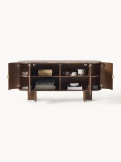 Westwing Collection Aparador de madera con esquinas redondeadas y tablero de mármol Zumi