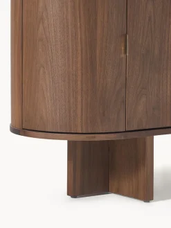 Westwing Collection Aparador de madera con esquinas redondeadas y tablero de mármol Zumi