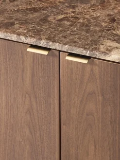 Westwing Collection Aparador de madera con esquinas redondeadas y tablero de mármol Zumi