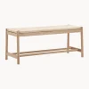 Banco artesanal de madera de roble y mimbre Eton^ Bancos|Bancos