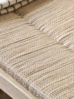 Banco artesanal de madera de roble y mimbre Eton^ Bancos|Bancos