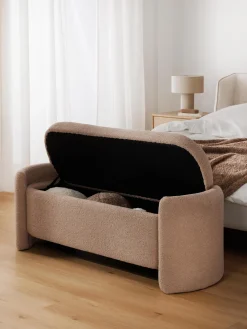 Westwing Collection Banco de borreguillo con espacio de almacenamiento Benji