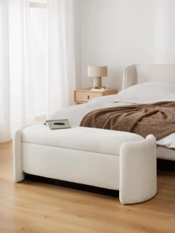 Westwing Collection Banco de borreguillo con espacio de almacenamiento Benji