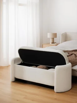 Westwing Collection Banco de borreguillo con espacio de almacenamiento Benji