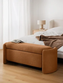 Westwing Collection Banco de borreguillo con espacio de almacenamiento Benji