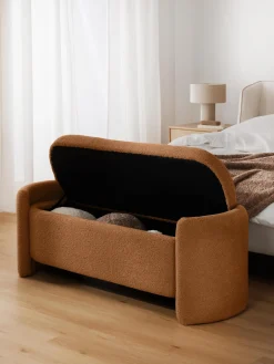 Westwing Collection Banco de borreguillo con espacio de almacenamiento Benji