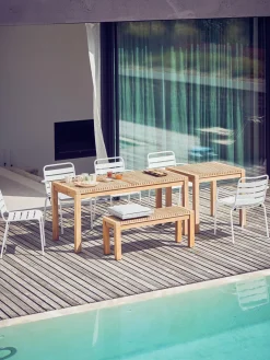 Jan Kurtz Banco de jardín de madera de teca Samoa, 130 cm