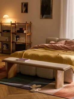 Westwing Collection Banco de madera de roble con cojín de asiento Chandler^ Bancos|Bancos