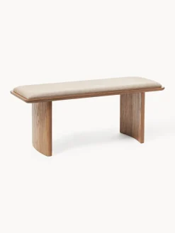 Westwing Collection Banco de madera de roble con cojín de asiento Chandler