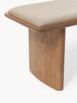 Westwing Collection Banco de madera de roble con cojín de asiento Chandler