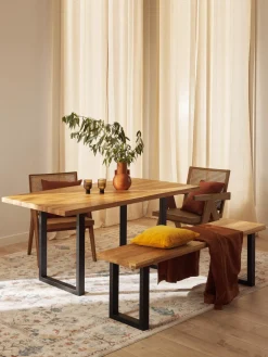 Westwing Collection Banco de madera de roble Oliver, tamaños diferentes^ Bancos|Bancos