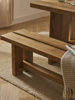 Westwing Collection Banco de madera de teca Hugo, tamaños diferentes^ Bancos|Bancos