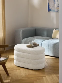 Westwing Collection Banco pequeño tapizado en tejido bouclé con espacio de almacenamiento Alto