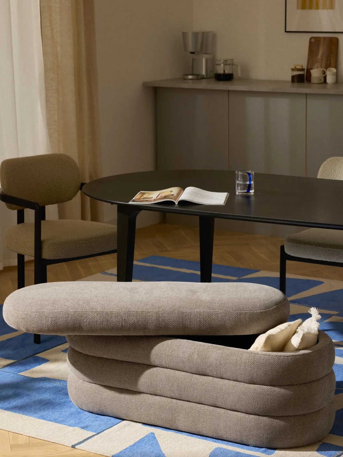 Westwing Collection Banco tapizado con espacio de almacenamiento Alto^ Bancos|Bancos