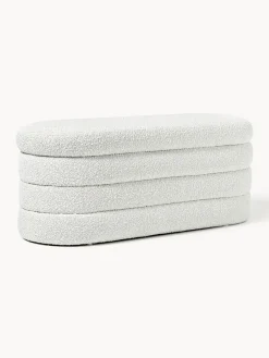 Westwing Collection Banco tapizado en tejido bouclé con espacio de almacenaje Alto