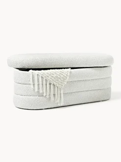 Westwing Collection Banco tapizado en tejido bouclé con espacio de almacenaje Alto