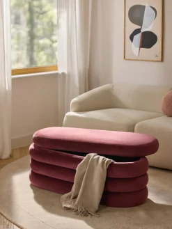 Westwing Collection Banco tapizado en terciopelo con espacio de almacenaje Alto^ Bancos|Bancos