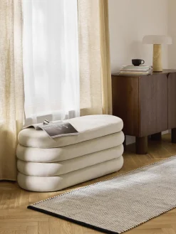 Westwing Collection Banco tapizado en terciopelo con espacio de almacenaje Alto