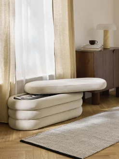 Westwing Collection Banco tapizado en terciopelo con espacio de almacenaje Alto