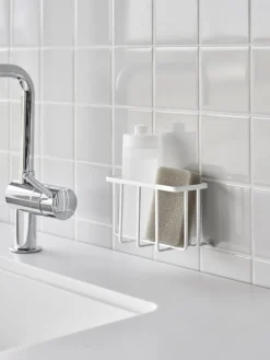 Yamazaki Bandeja de baño con ganchos adhesivos Tower