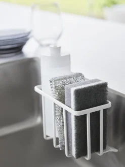 Yamazaki Bandeja de baño con ganchos adhesivos Tower