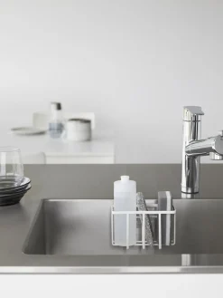 Yamazaki Bandeja de baño con ganchos adhesivos Tower