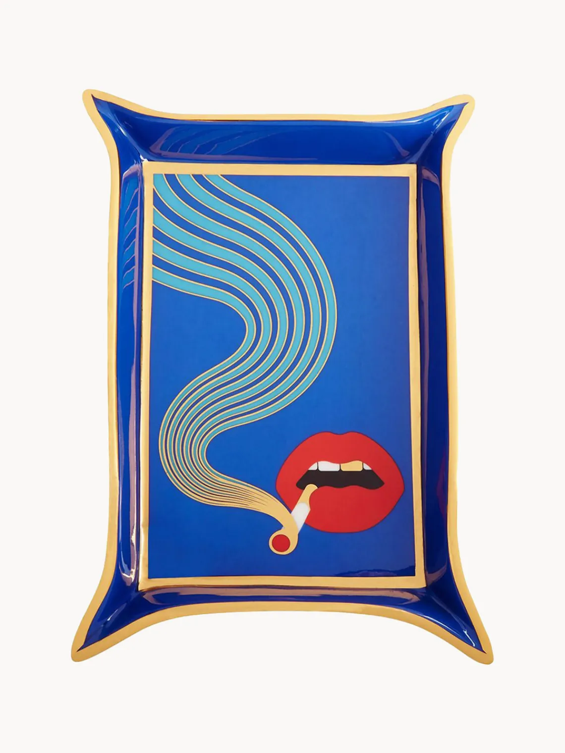 Jonathan Adler Bandeja decorativa de porcelana con oro