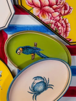 Les Ottomans Bandeja decorativa pintada a mano con motivo de cangrejo Fauna