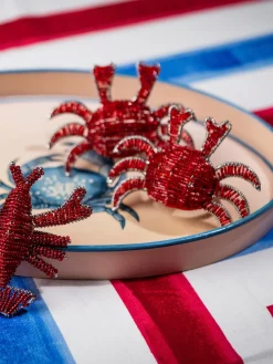 Les Ottomans Bandeja decorativa pintada a mano con motivo de cangrejo Fauna