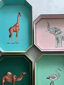 Les Ottomans Bandeja decorativa pintada a mano con motivo de elefante Fauna