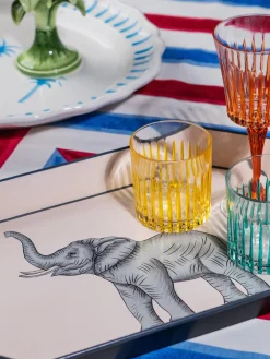 Les Ottomans Bandeja decorativa pintada a mano con motivo de elefante Fauna