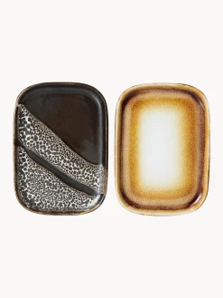 HKLIVING Bandejas artesanales de gres 70's, 2 uds.