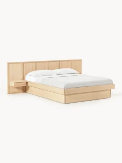 Westwing Collection Cama con mesitas de noche y cabecero de madera Nanto