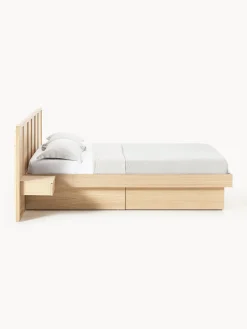Westwing Collection Cama con mesitas de noche y cabecero de madera Nanto