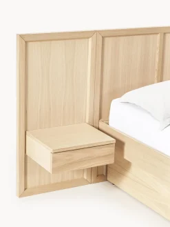 Westwing Collection Cama con mesitas de noche y cabecero de madera Nanto